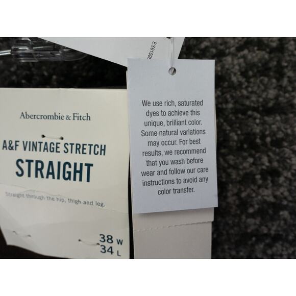Abercrombie & Fitch Jeans Mens 36x34 Brown Vintage Stretch Straight Preppy NWT - Picture 13 of 16